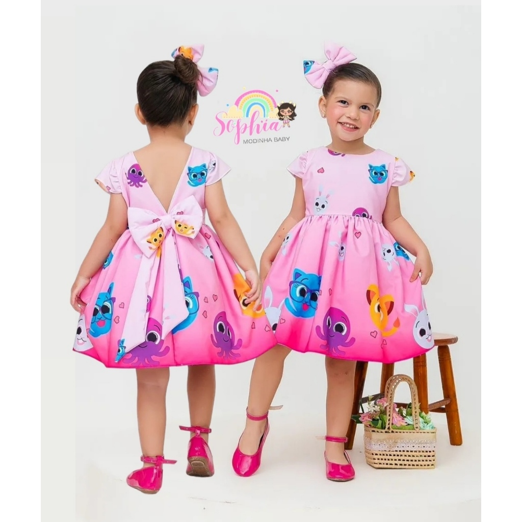 Vestido Bolofofos Rosa / Vestido Bolofofo / Bolofofos
