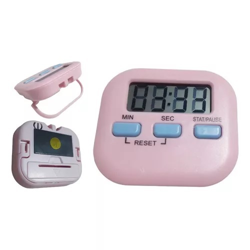Mini Timer Digital 7,5x5Cm De Cozinha Temporizador Com Alarme Branco Ou Rosa Super Fácil E Prático De Se Usar
