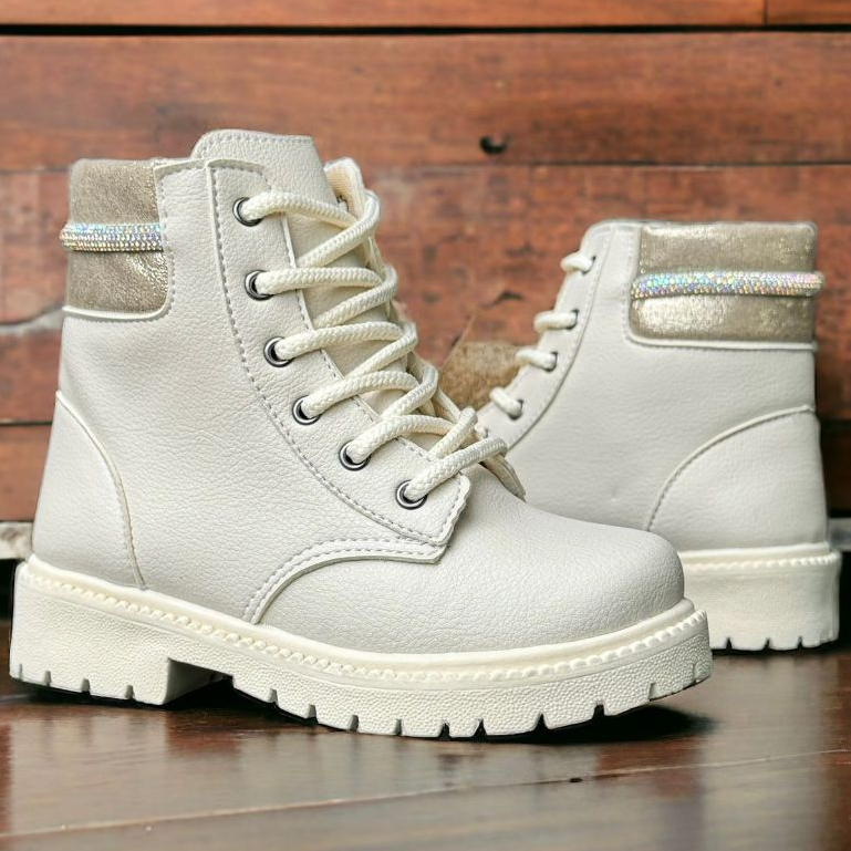 Coturno Juvenil Menina Infantil Bota Brilho Botinha Moda Estilo Confortável Tratorada Escola Solami