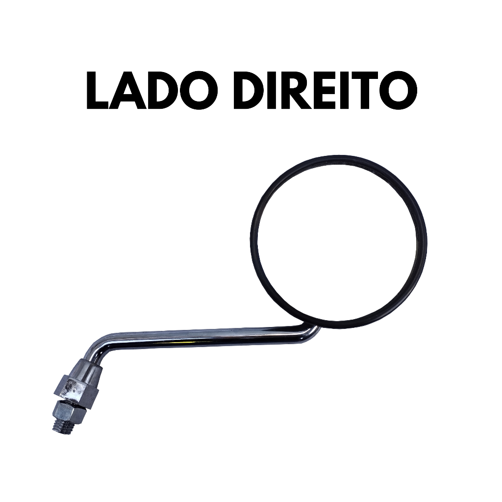 Mini Espelho Retrovisor GVS Lado Direito Dt 180 / Dt 200 Haste Cromada No Modelo Original - Rosca Honda