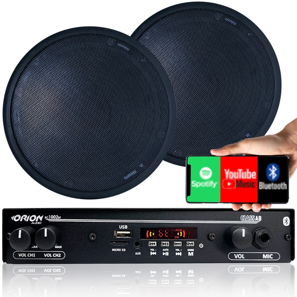 Kit Som Ambient Receiver Bt 1002 + 2 Arandelas Teto Gessopreta
