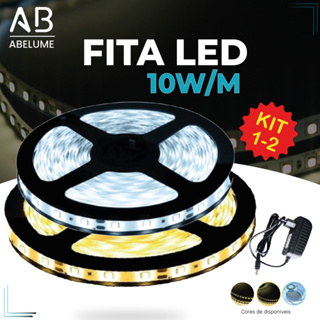 Fita LED 3528 Super Led Ultra 5M a prova d'água 300 Leds + Fonte | Branco Frio, Branco Quente e Branco Neutro | IP20 (Acompanha Fonte) em Oferta na Shopee