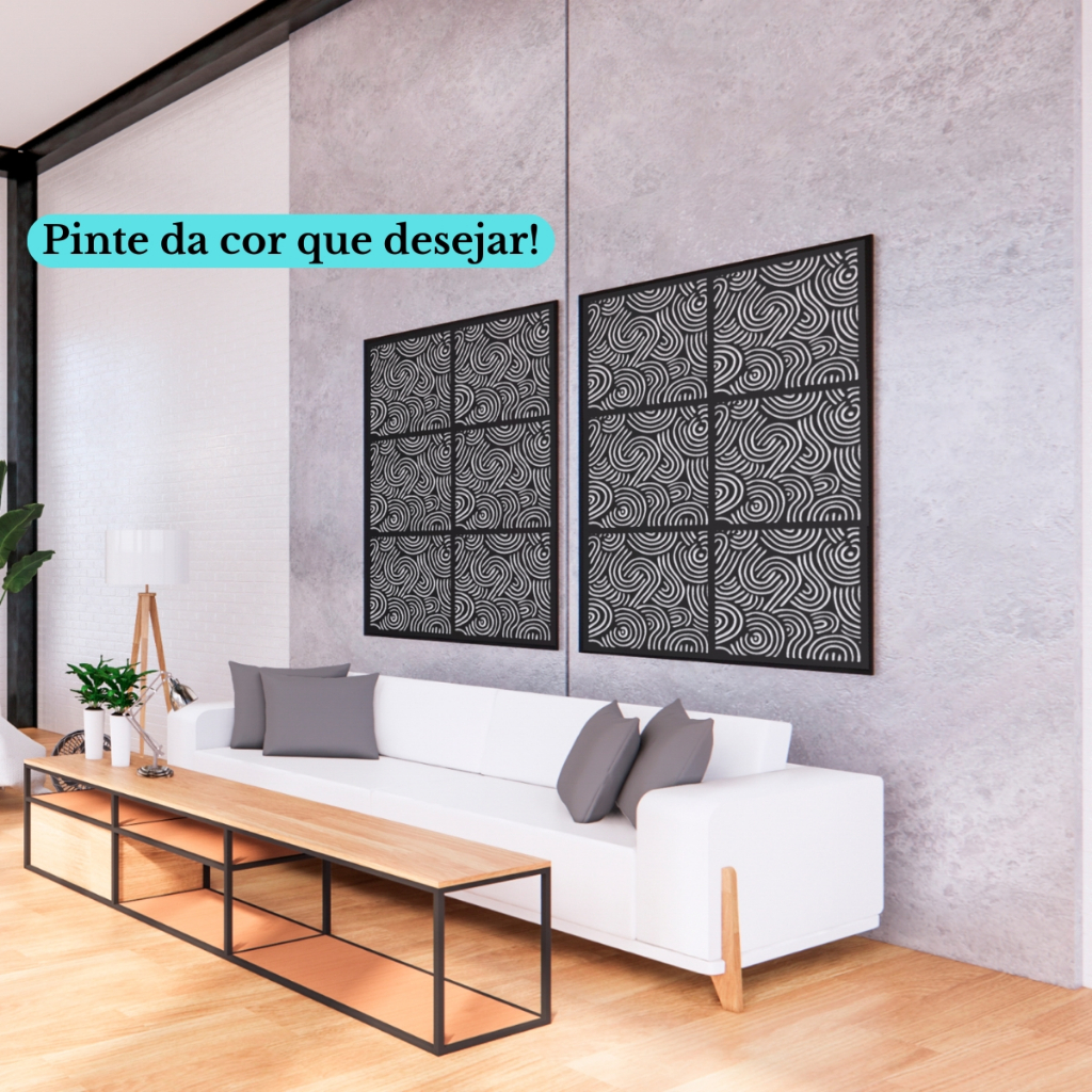 Kit 12 Painel Decorativo Vazado Cobogó Em Mdf 30x30cm