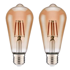 Kit 2 Lâmpadas Filamento Led ST64 4w Fumê Bivolt Luz Amarela - Elgin