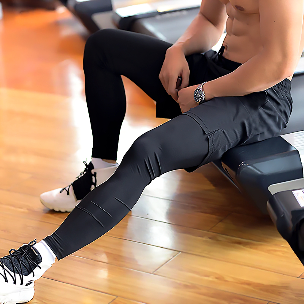 Calça Legging Masculina com Shorts Sobreposto
