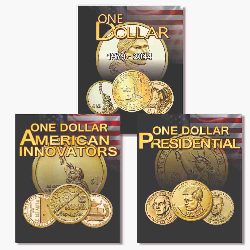 Álbum Para Moedas Americanas Eua, 1 Dollar + Presidente + Inovações - Organizer