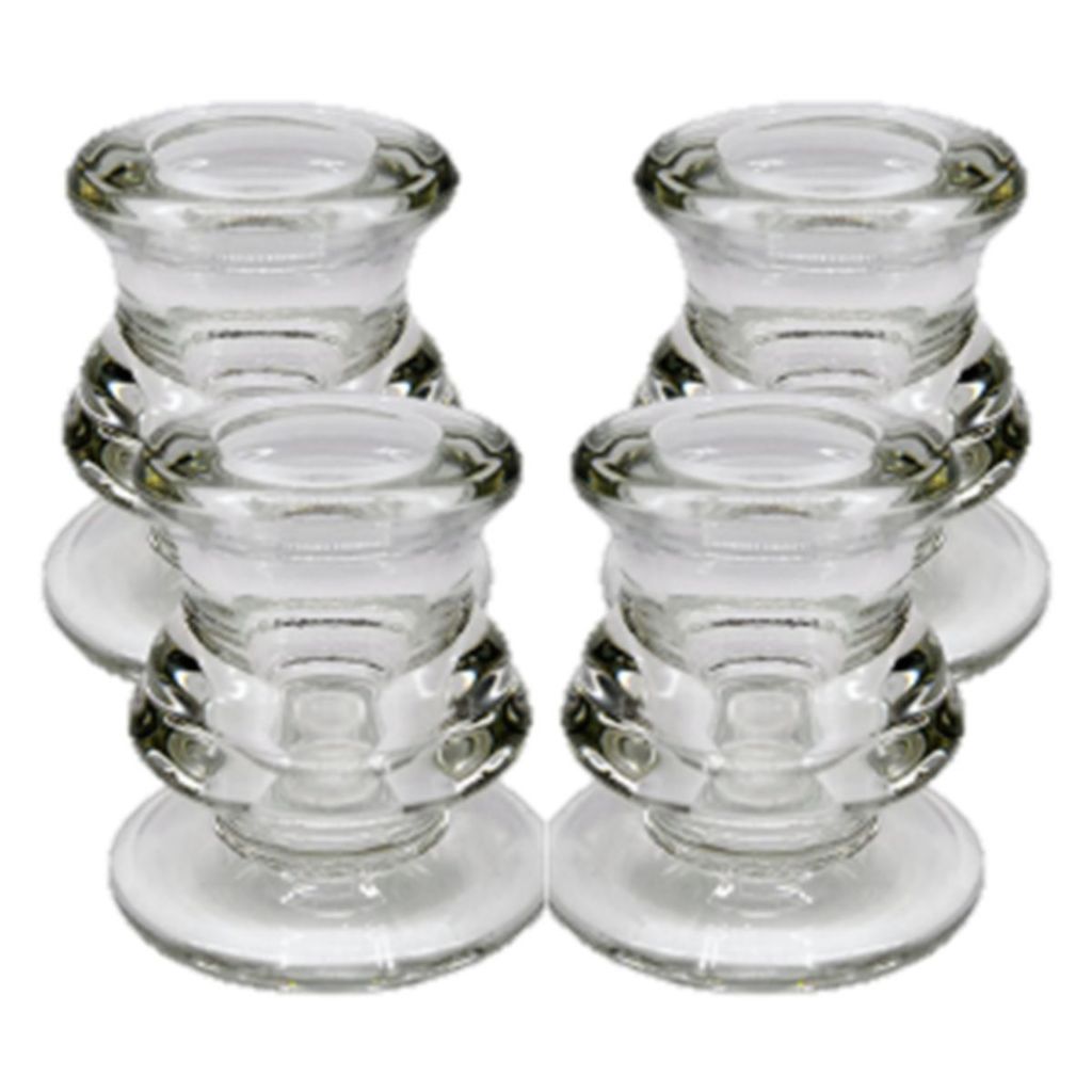 Kit Conjunto 4 Castiçal Vidro Torneado Decoração Enfeite De Mesa Casa Sala Festa Romantico Casamento