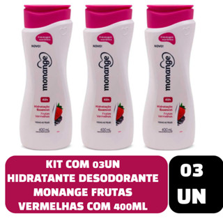 Kit com 03un Hidratante Desodorante Monange Frutas Vermelhas com 400ml em Oferta na Shopee