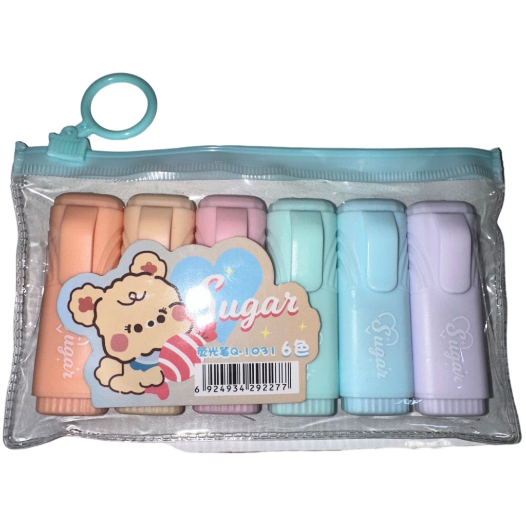 Kit 6 Marca Texto Sugar Fofos Marcadores de Texto Coloridos em Oferta na Shopee