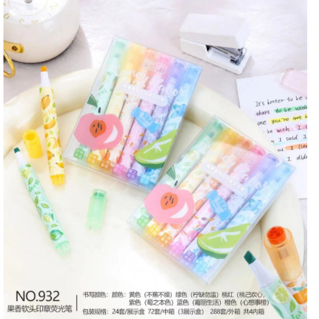 Kit 6 Marca Textos Com Cheirinho de Fruta / Carimbo