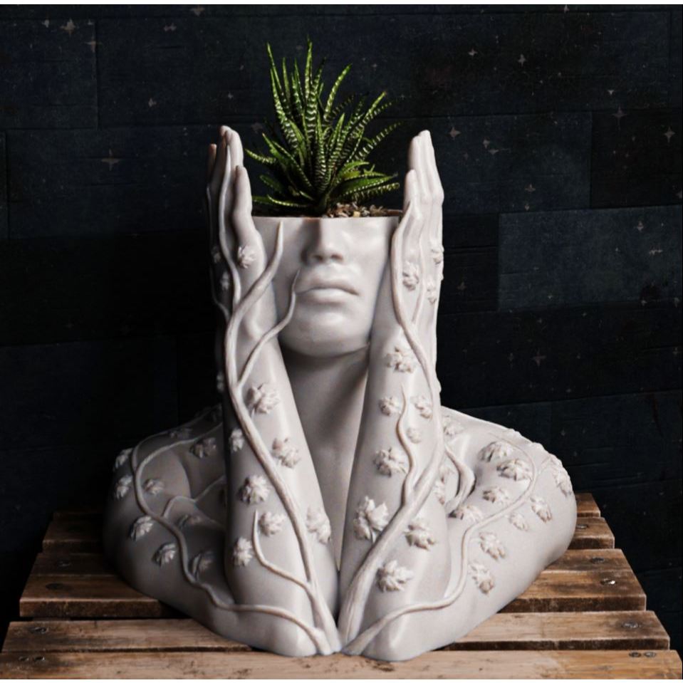 Vaso para Suculentas e Cactos Busto Feminino