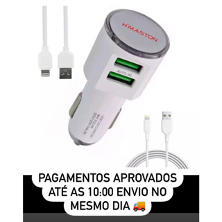 Carregador Veicular com cabo Turbo 2 Usb 3.4a Carga Rápida Fonte Carro ANATEL em Oferta na Shopee