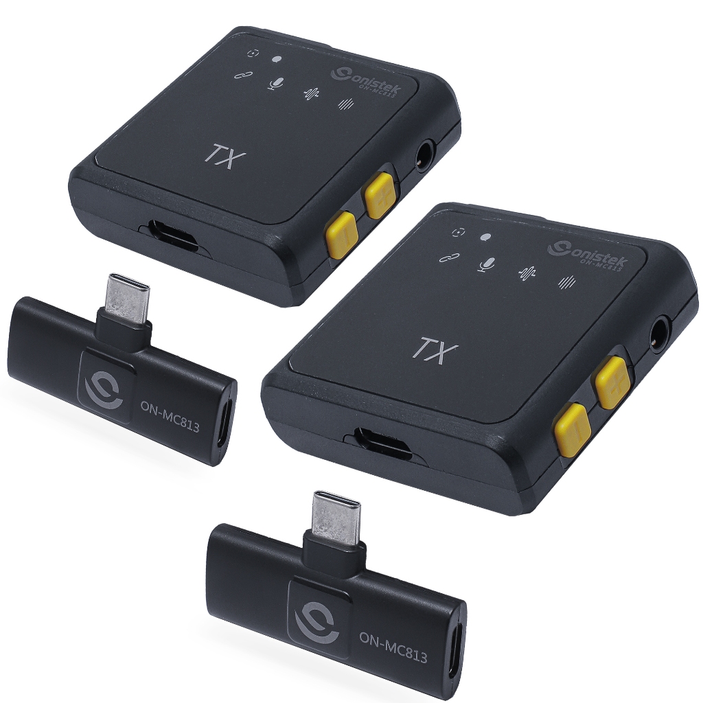 Microfone De Lapela Wireless Receptor Duplo Android IOS Live Transmissões Entrevistas USB Tipo-C