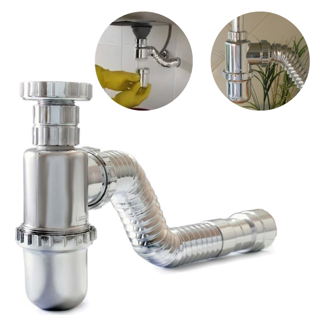 Sifão Copo Cromado de Pia Cozinha Banheiro Lavatório em Oferta na Shopee