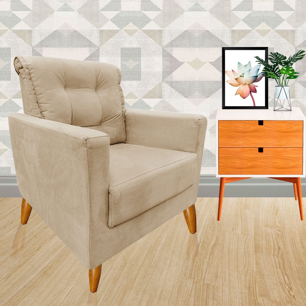 Poltrona Opaly Estofadas Tecido Suede Confortavel Para Recepção  Salão de Beleza Descanso Visammer