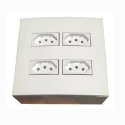 Conjunto 4x4 de Sobrepor com 4 tomadas 10A Branco Margirius