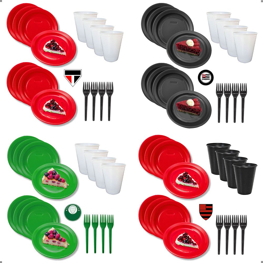 Kit Descartáveis Times Brasileiros Festa Tema Futebol Sobremesa 50 Pessoas em Oferta na Shopee