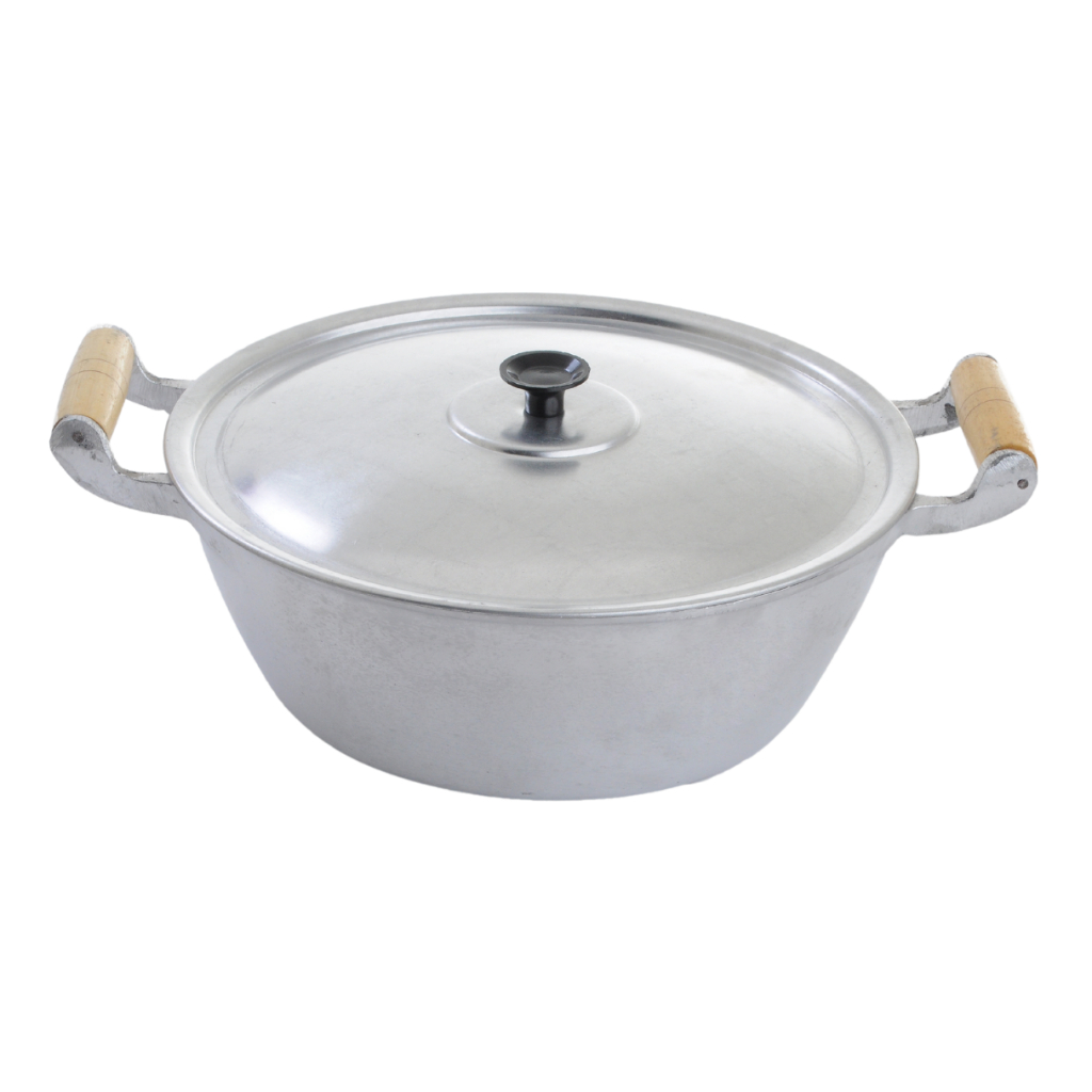 Panela Polida Alumínio Fundido Grosso n24 Prateada Cabos De Madeira em Oferta na Shopee