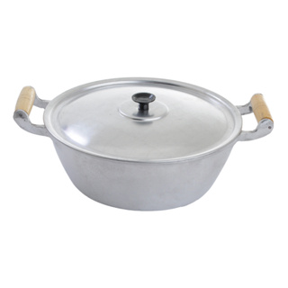 Panela Polida Alumínio Fundido Grosso n24 Prateada Cabos De Madeira em Oferta na Shopee