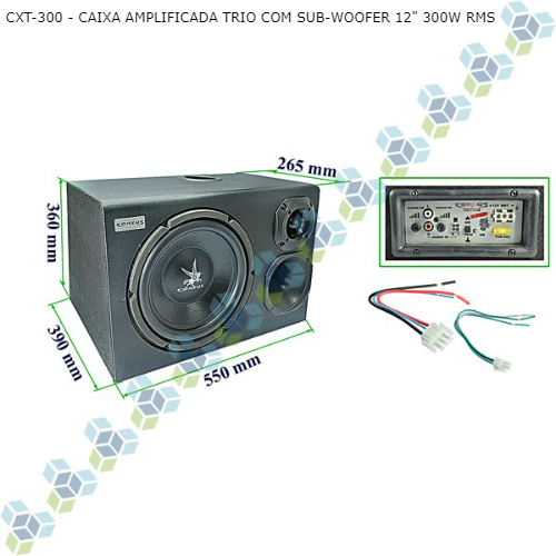 CAIXA AMPLIFICADA TRIO COM SUB-WOOFER 12" 300W RMS