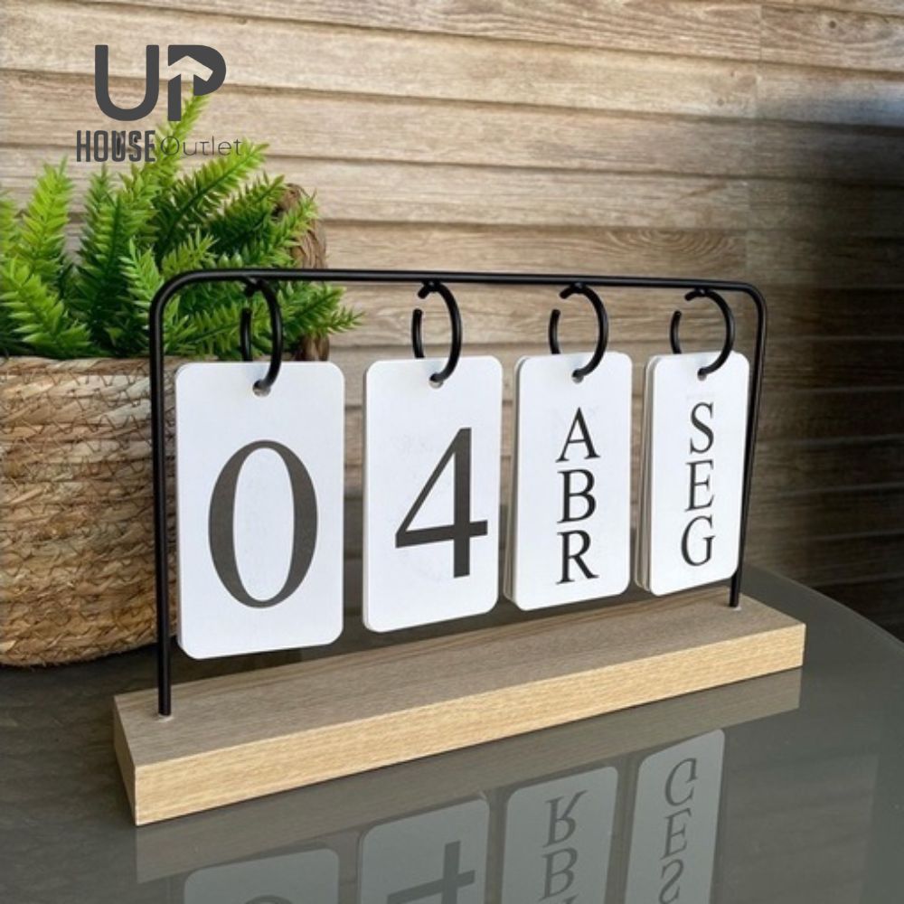Calendário Permanente de Mesa Decorativo para Casa e Escritório com Plaquinhas