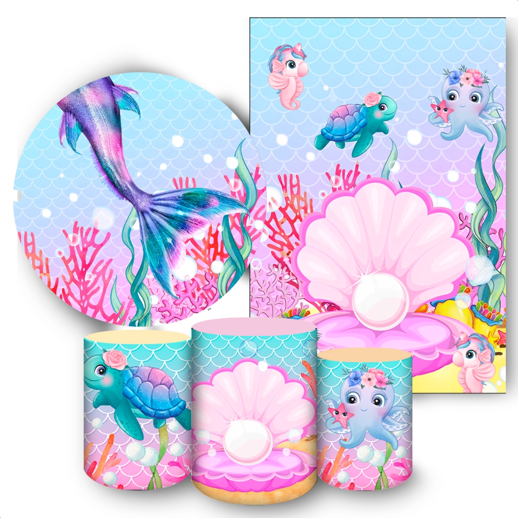 Capas Paineis de Festa Sublimados Vários Modelos Tema Fundo do mar