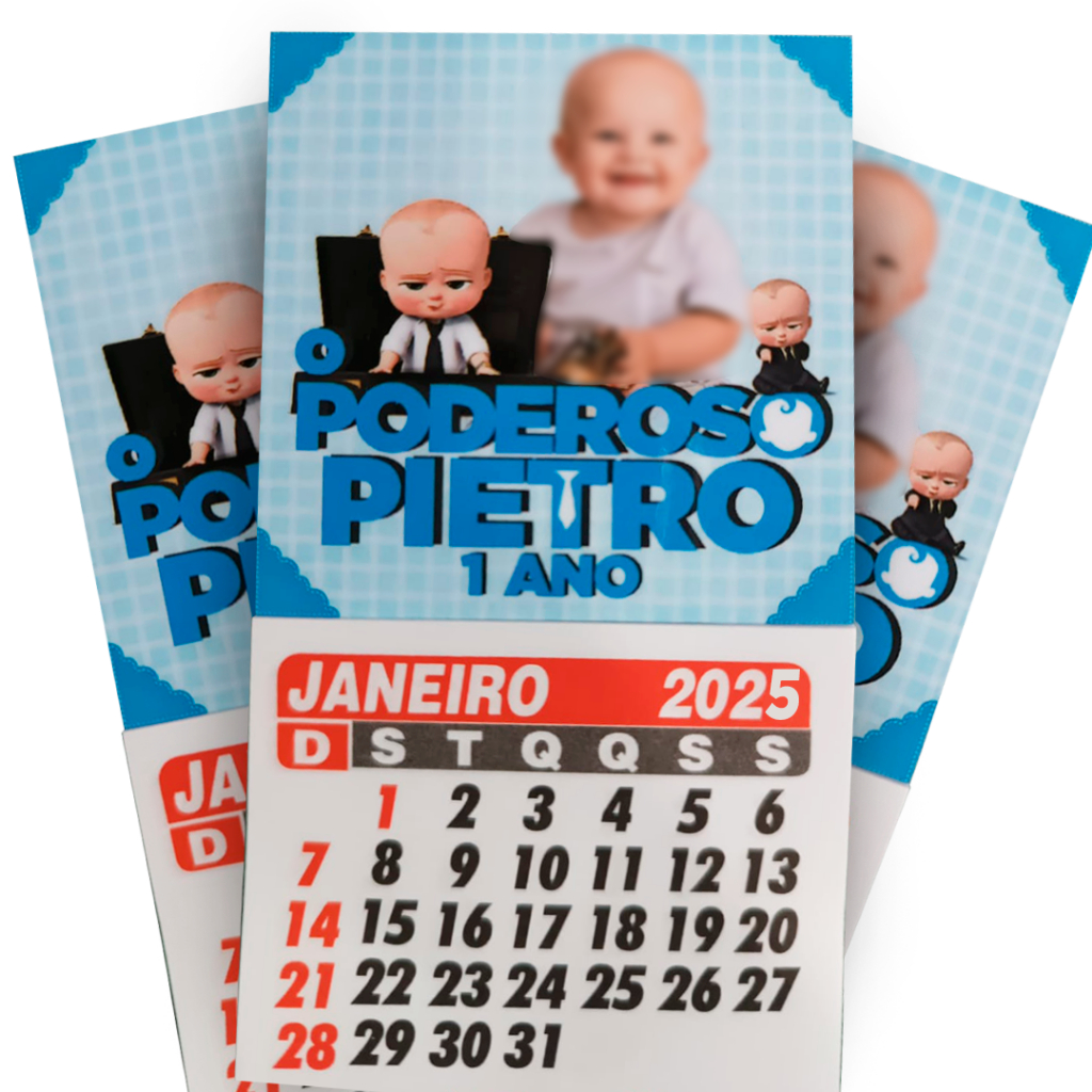 50 Mini Calendários 2025 Ima de Geladeira Personalizado, Aniversário, Festas, Eventos, Logo, Empresas