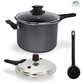 Panela de Pressão Fechamento Externo 4,5L Com Tampa de Vidro e Antiaderente Teflon Cor Preto Grafite em Oferta na Shopee