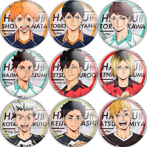 Bottons Haikyu!! - Variação 02 - Tam: 4,5cm - broche - alfinete - boton - bottom - button - pin