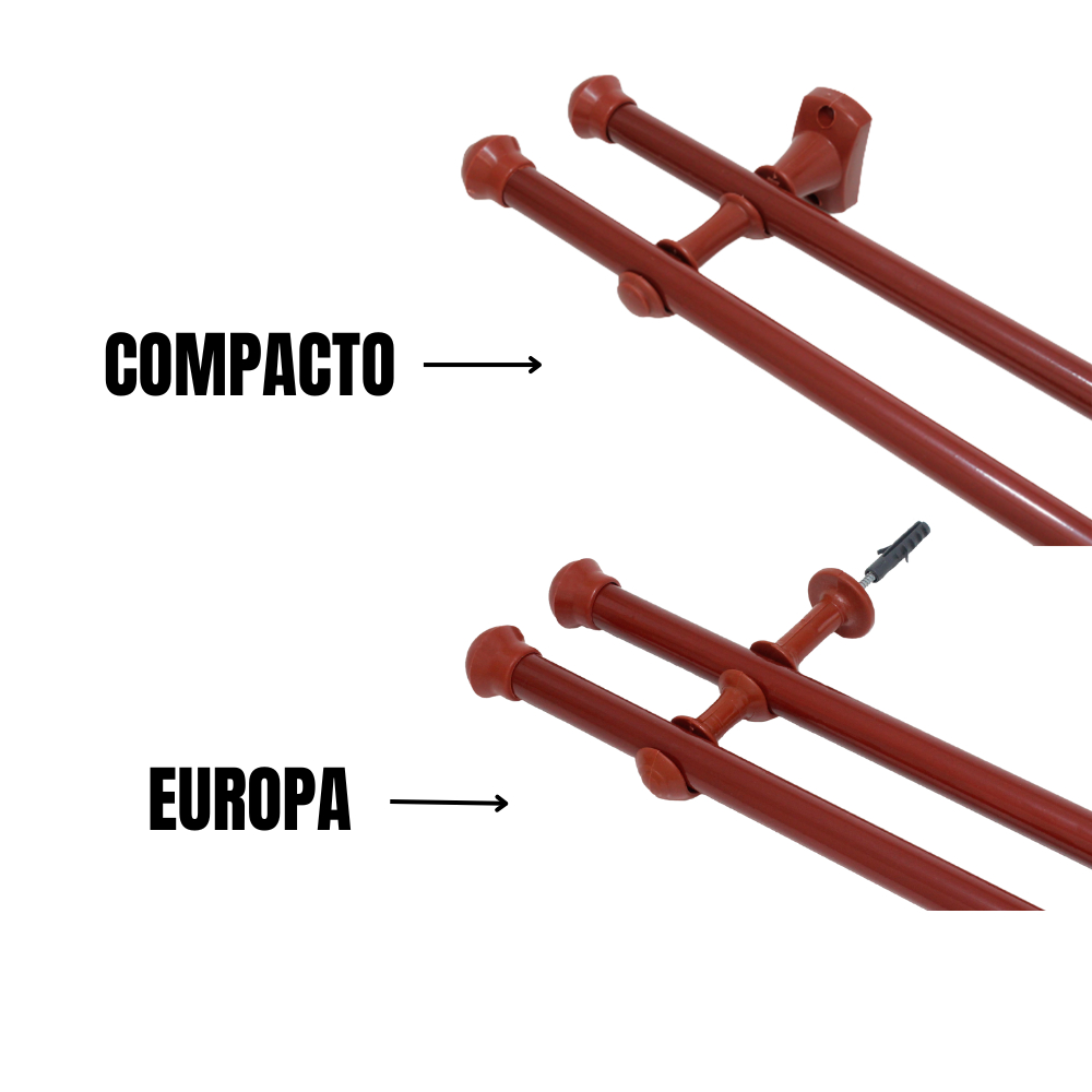 Varão Duplo Para Cortina Mogno 2,00mts 19/19mm Europa/Compacto