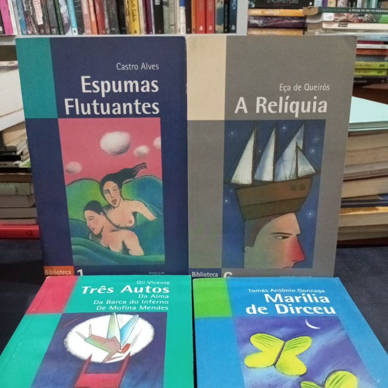 Kit de 4 Livros Biblioteca Folha (Castro Alves, Eça de Queirós, Gil Vicente e outros)