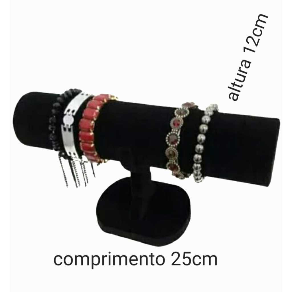 Expositor de Pulseira Bracelete e Relógios Organizador Simples Veludo Preto