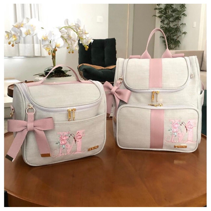 Kit de Mochila e Frasqueira Maternidade Lyssa Baby Personalizado