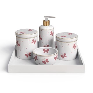 Kit Higiene Bebe Menina Borboletas Completo Filete Ouro em Oferta na Shopee