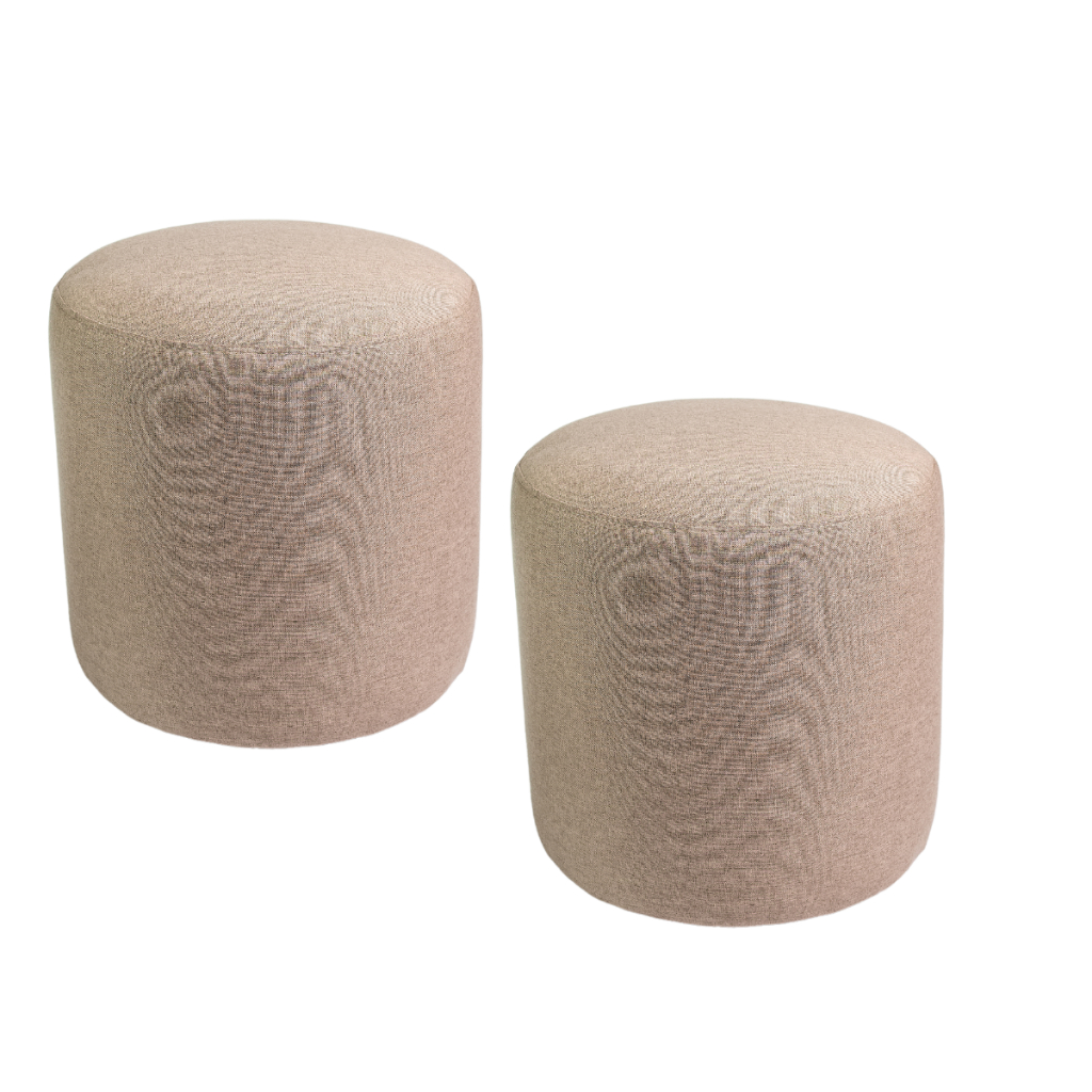 Kit 2 Puff Perse Decorativo tecido em Linho