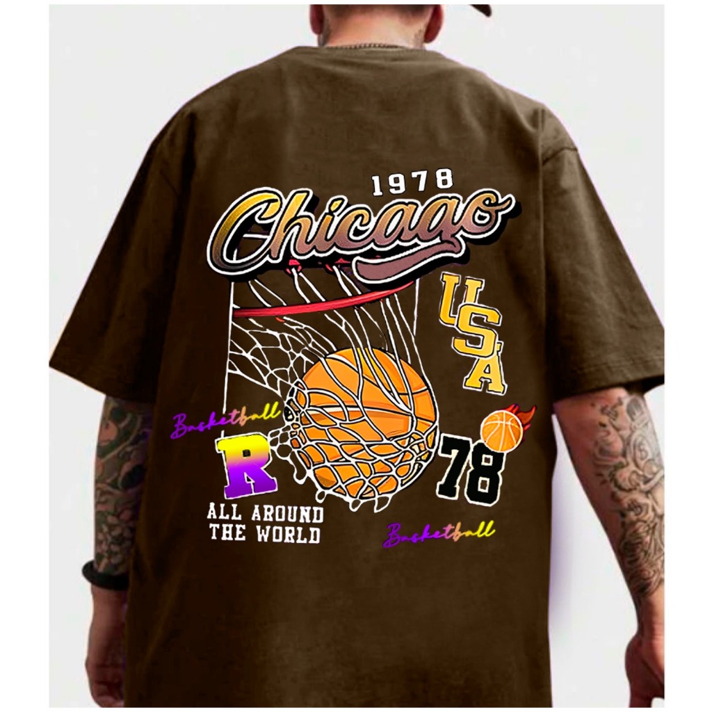 Camiseta Streetwear Básica Camisa Masculina Feminina Slim T-SHIRT Algodão Varias Cores Chicago Basquete