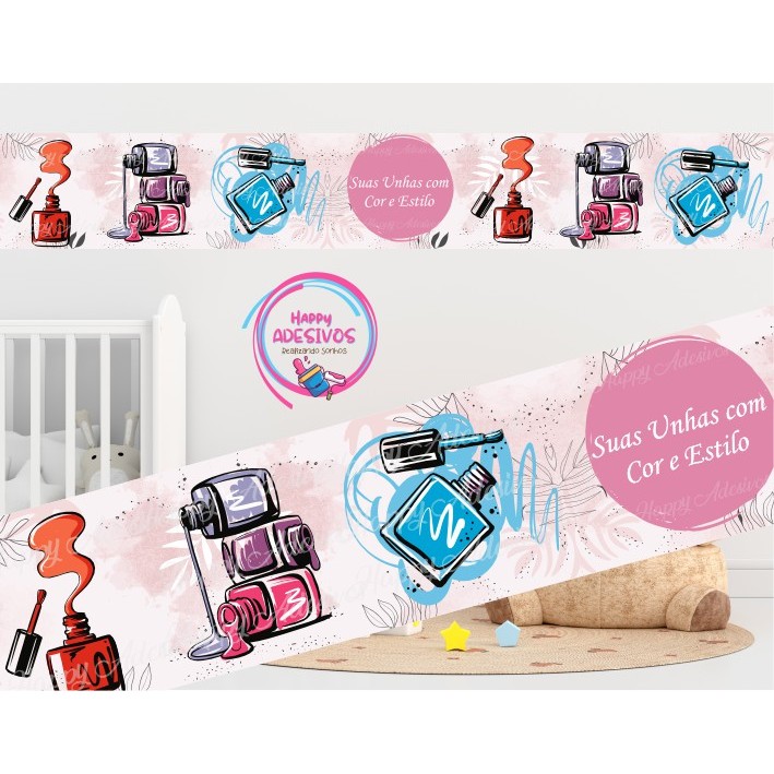Faixa Adesiva Decorativa Salão de Beleza Manicure Unhas Designer Adesivo Parede Pedicure Vitrine em Oferta na Shopee