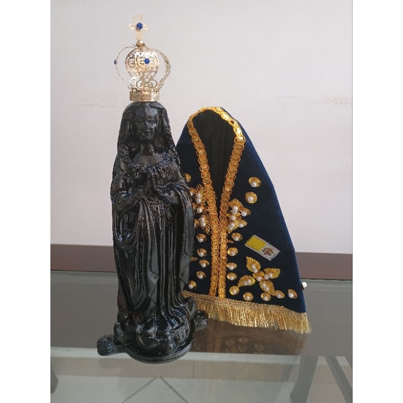 imagem de nossa senhora Aparecida réplica com coroa folheada de 30cm
