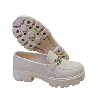 Mocassim Feminino Tratorado Com Solado Alto Leve Sapato Plataforma Com Metal Dourado em Oferta na Shopee