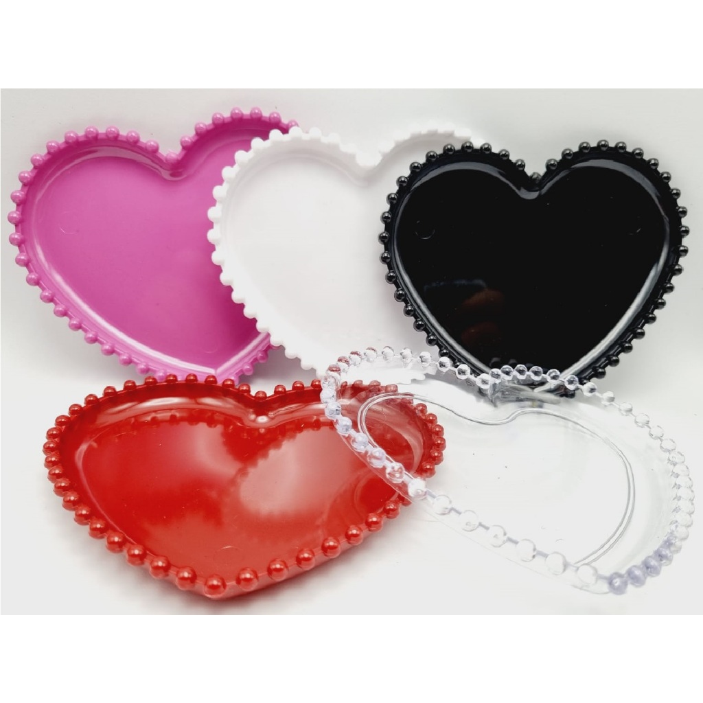Kit 6 Pires ACRÍLICO Coração com Borda de Bolinhas um charme ideal para presentear cantinho do café diversas cores em Oferta na Shopee