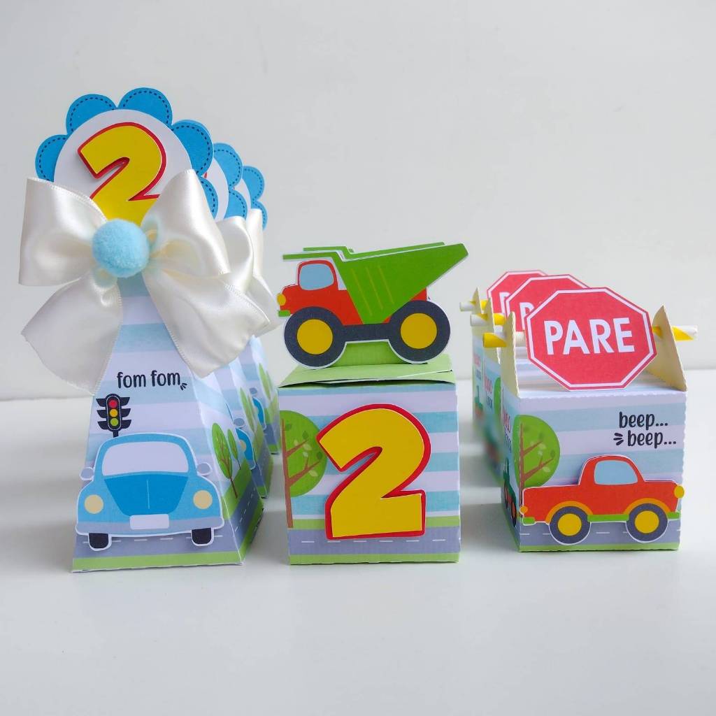 Kit Festa: Lembrancinhas Personalizadas Carrinhos - Caixinhas Personalizadas-Papelaria Personalizada
