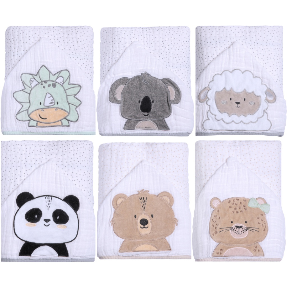 TOALHA DE BANHO SOFT PAPI FRIENDS C/ CAPUZ 3 CAMADAS BORDADO 90CM X 75CM CONTEM 01 UN 1923 em Oferta na Shopee