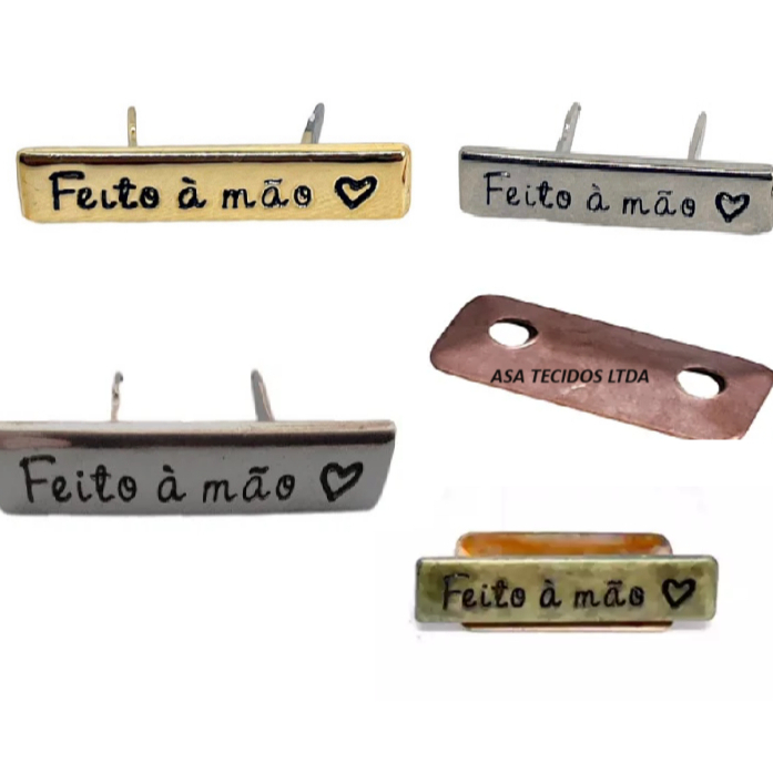 Placa Metal Feito a Mão Para Bolsas Mochilas Necessaire Artesanatos - Com Trava - KIT 4 PEÇAS em Oferta na Shopee