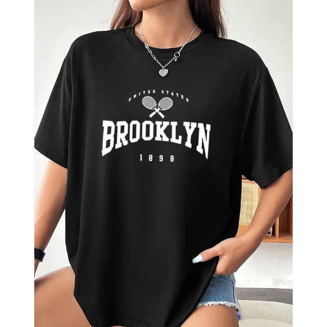 Camiseta Feminina Streetwear brooklyn tênis tumblr Premium Camisa Blogueira Premium Lançamento 2026