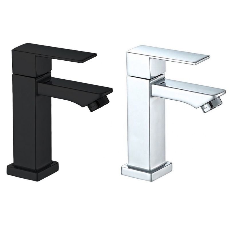 Torneira de Banheiro Lavabo cuba Preta Prata Luxo Metal Cromada Moderna 1/2 Cuba Fosco Inox Quadrada