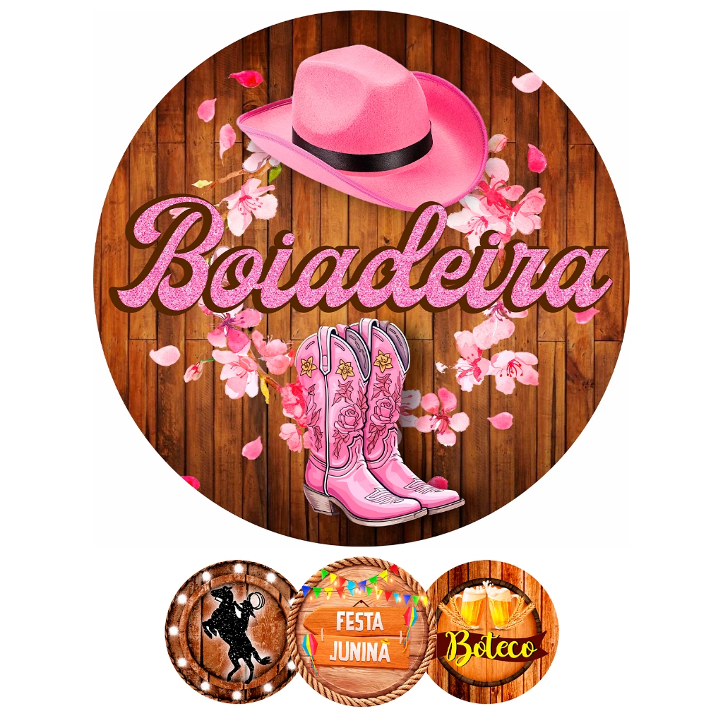 Painel de Festa Redondo 0,50x0,50 Mt Boiadeira em Oferta na Shopee