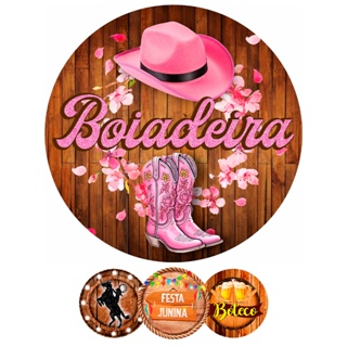 Painel de Festa Redondo 0,50x0,50 Mt Boiadeira em Oferta na Shopee