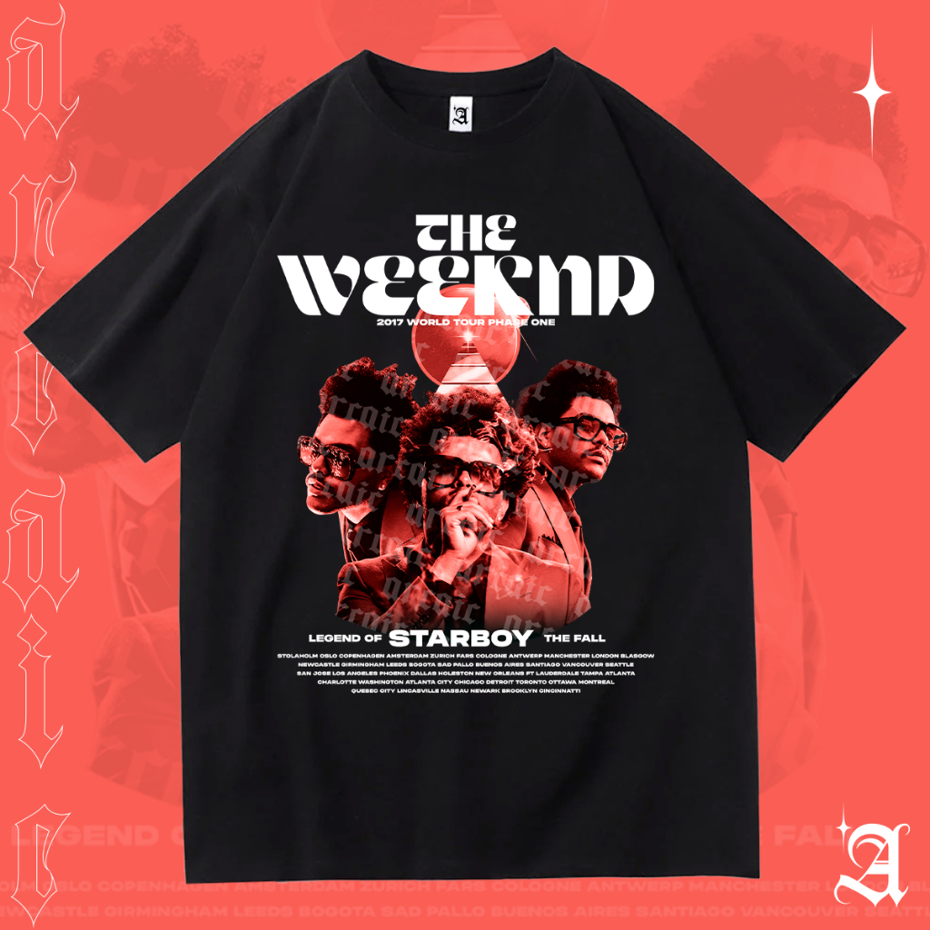 Camisa Básica Camiseta The Weeknd 2017 World Tour Legend Of Starboy Unissex - Arcaic em Oferta na Shopee