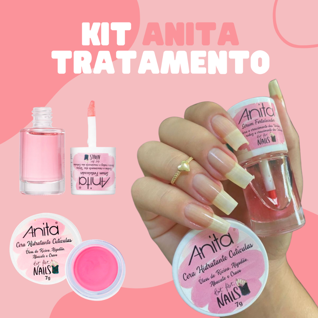 Kit Sérum Fortalecedor + Cera Hidratante Cutículas Anita Kit Tratamento