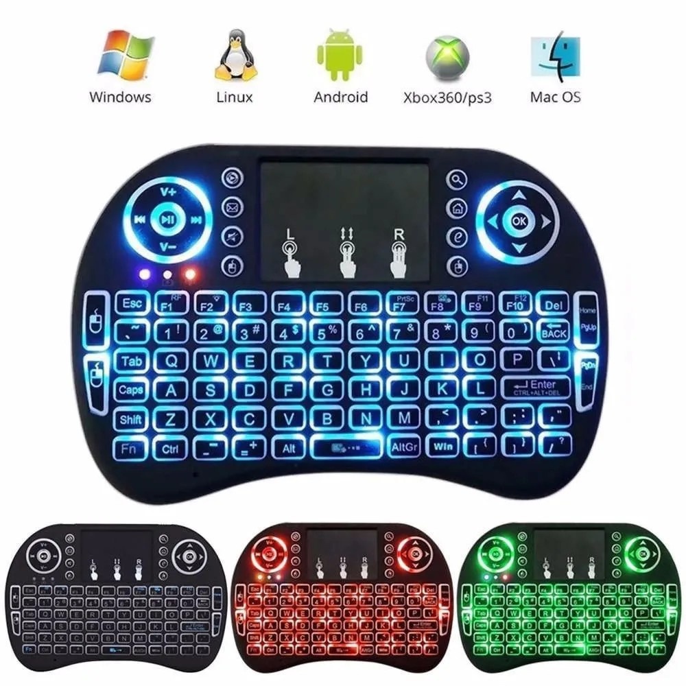 Mini Teclado Controle Sem Fio Para Smart Tv Tv Box Pc Iluminado 2.4ghz ref: